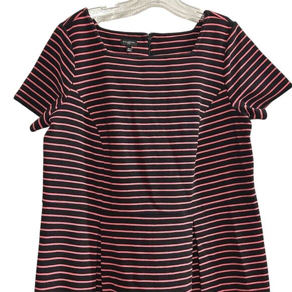Talbots Women's Plus 14 A-Line Fit & Flare Stripe Dress Short Sleeve - Picture 4 of 16